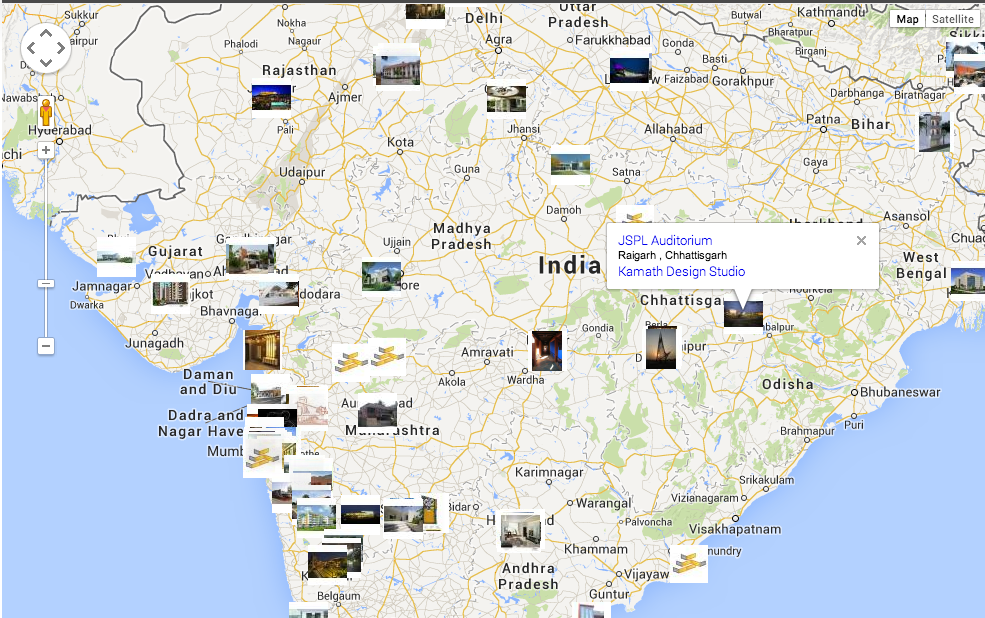Google Map of Indian Architectural Projects