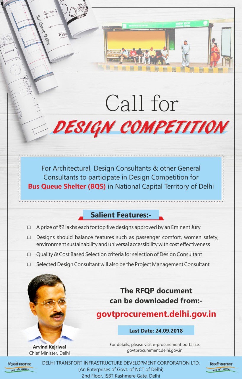 Call for Design Competition of Bus Queue Shelters in Delhi NCR, by Delhi Government 1