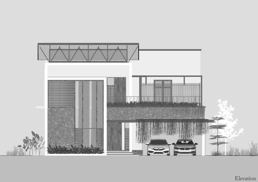 Elevation of Eden Calicut, India, by Greenline Architects. Drawing by Greenline Architects