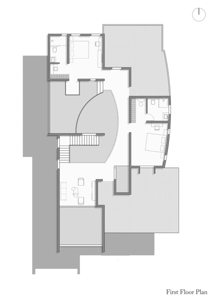 First floor plan of Eden Calicut, India, by Greenline Architects. Drawing by Greenline Architects