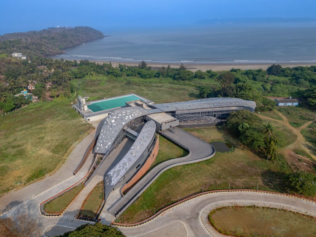 Aerial View of National Institute of Water Sports, Goa, by M:OFA Studio. Photograph by Vinay Panjwani