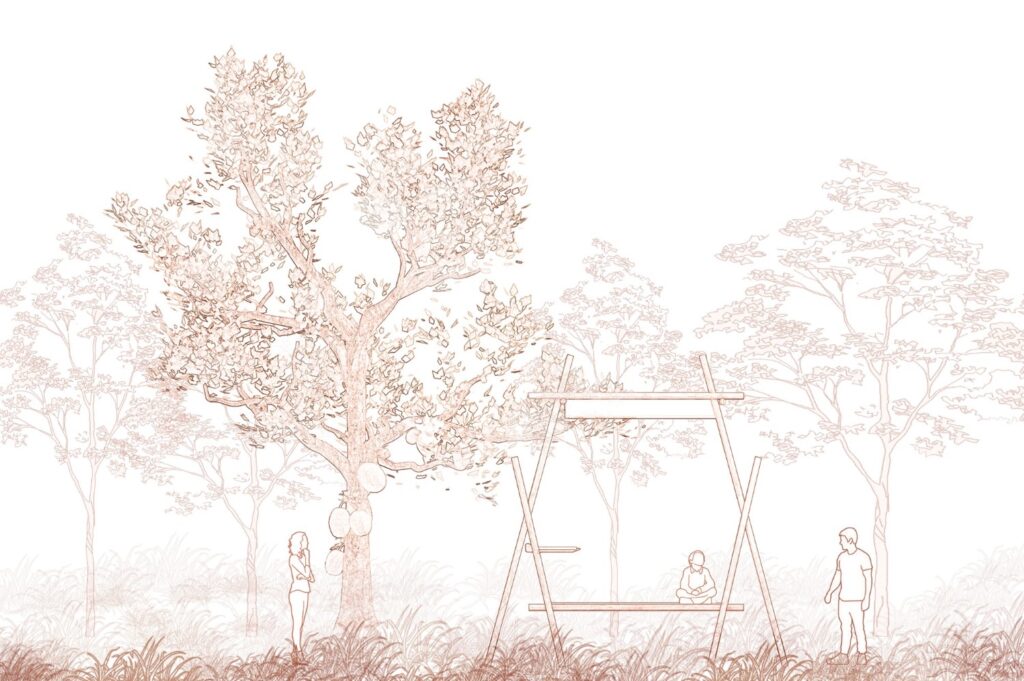South Elevation. Trestle Pavilion, by Studio Terratects. 