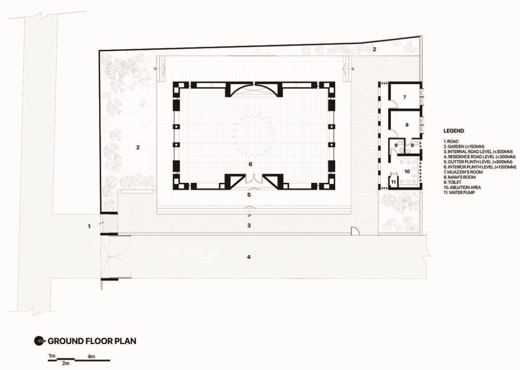 Ground Floor Plan, Bait-Ur-Raiyan Mosque, Madaripur, Bangladesh, by Cubeinside