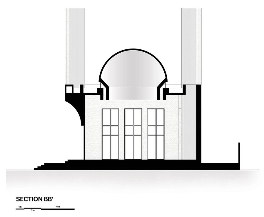 Section BB', Bait-Ur-Raiyan Mosque, Madaripur, Bangladesh, by Cubeinside