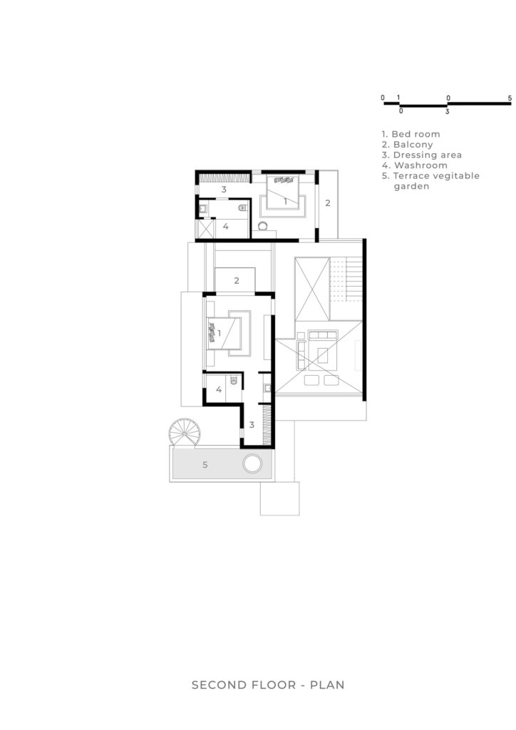 Second floor Plan. Hassan House, Calicut, Kerala, by Monsoon Projects. 