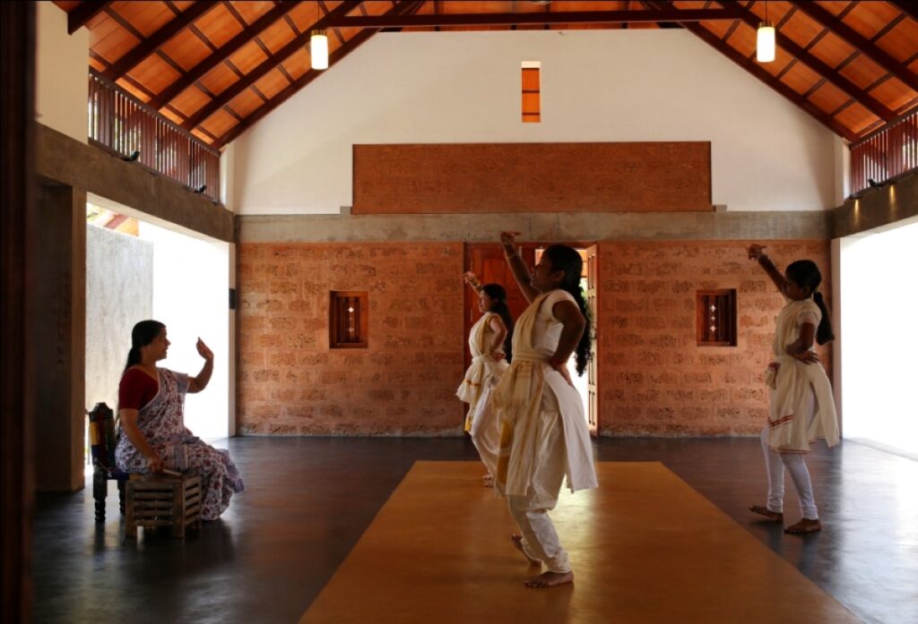 Interior view, Santham Dance School, Thrissur, Kerala, by DD Architects. Photographer: Manoj Parameshwaram 