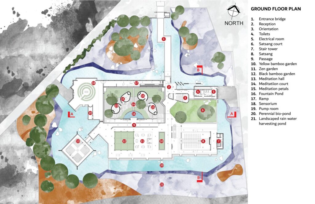 Ground Floor Plan. Sri Aurobindo Integral Learning Centre, Surat, by Studio Naqshbandi.