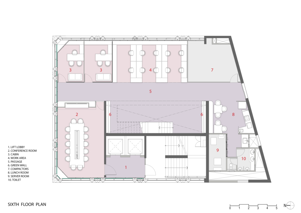 Sixth floor plan. Potash-Tower. Ahmedabad, India. Designed by INI Design-Studio