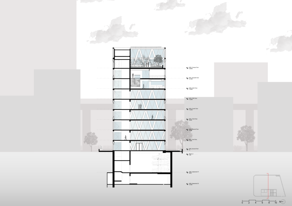 Section 2. Potash-Tower. Ahmedabad, India. Designed by INI Design-Studio