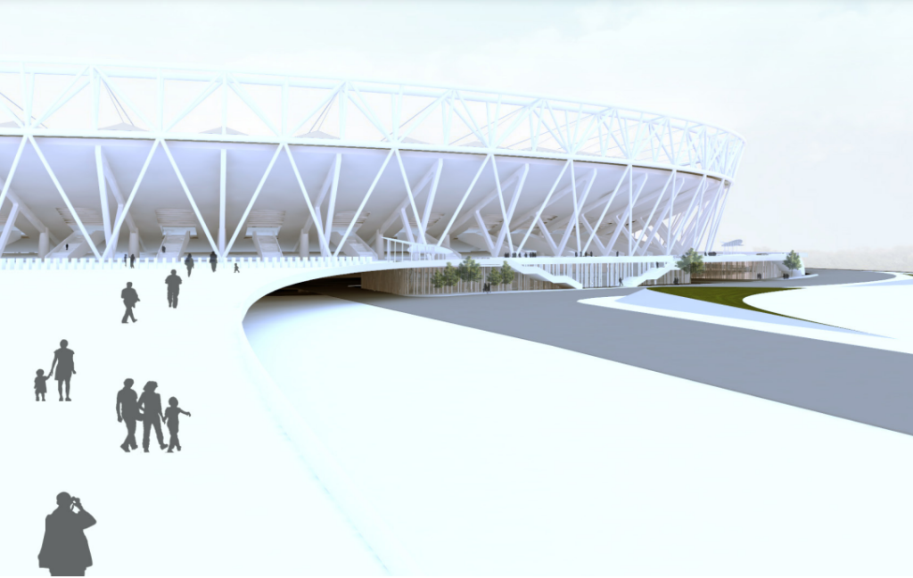 Render - Podium Ramp. Narendra Modi Stadium, Gujarat, India, by Populous