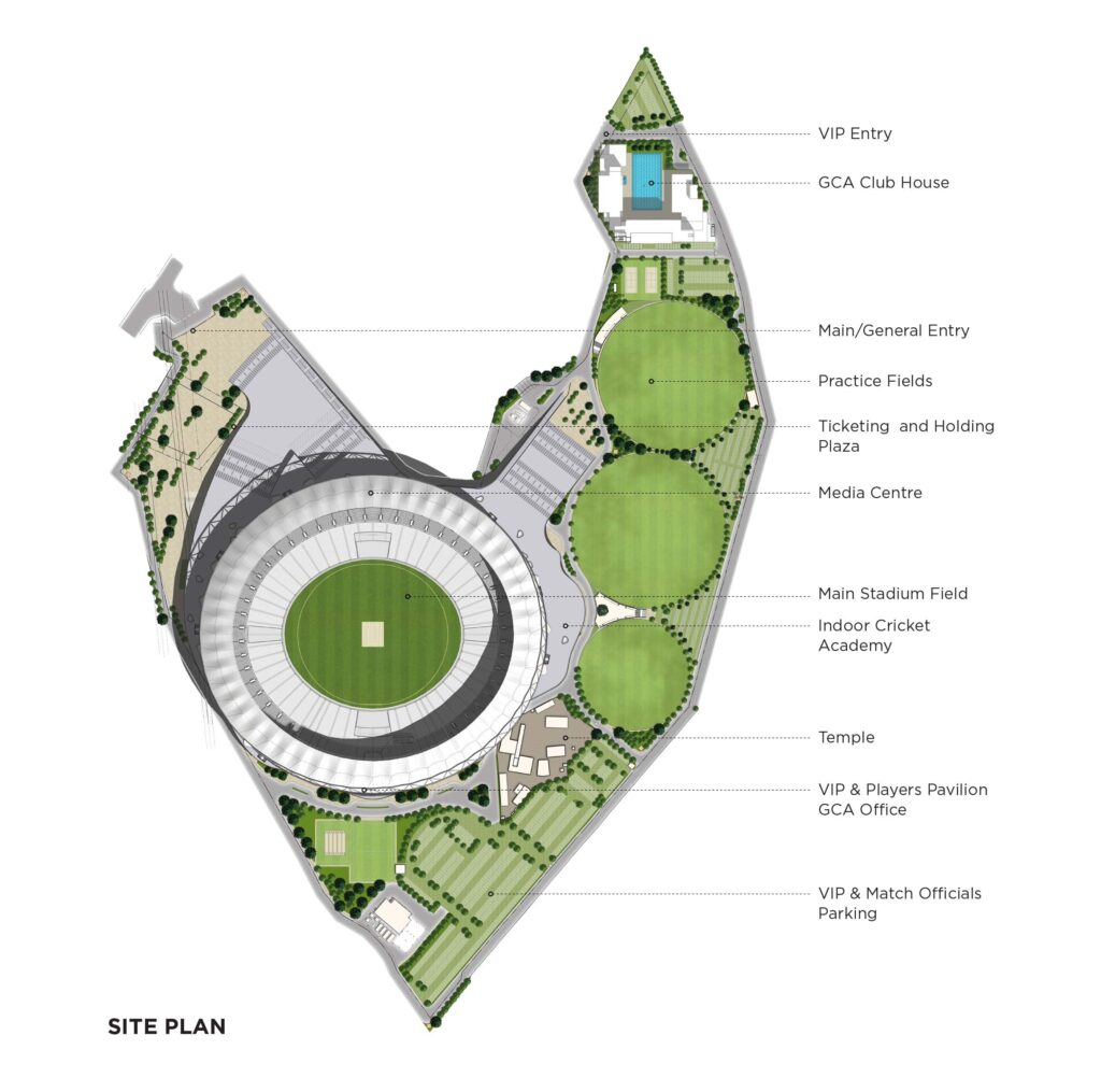 Master Plan. Narendra Modi Stadium, Gujarat, India, by Populous