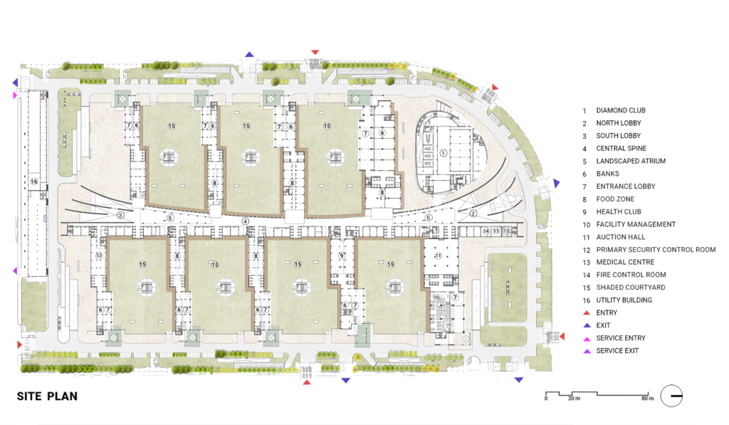 Site Plan. Surat Diamond Bourse, Gujarat, by Morphogenesis. 