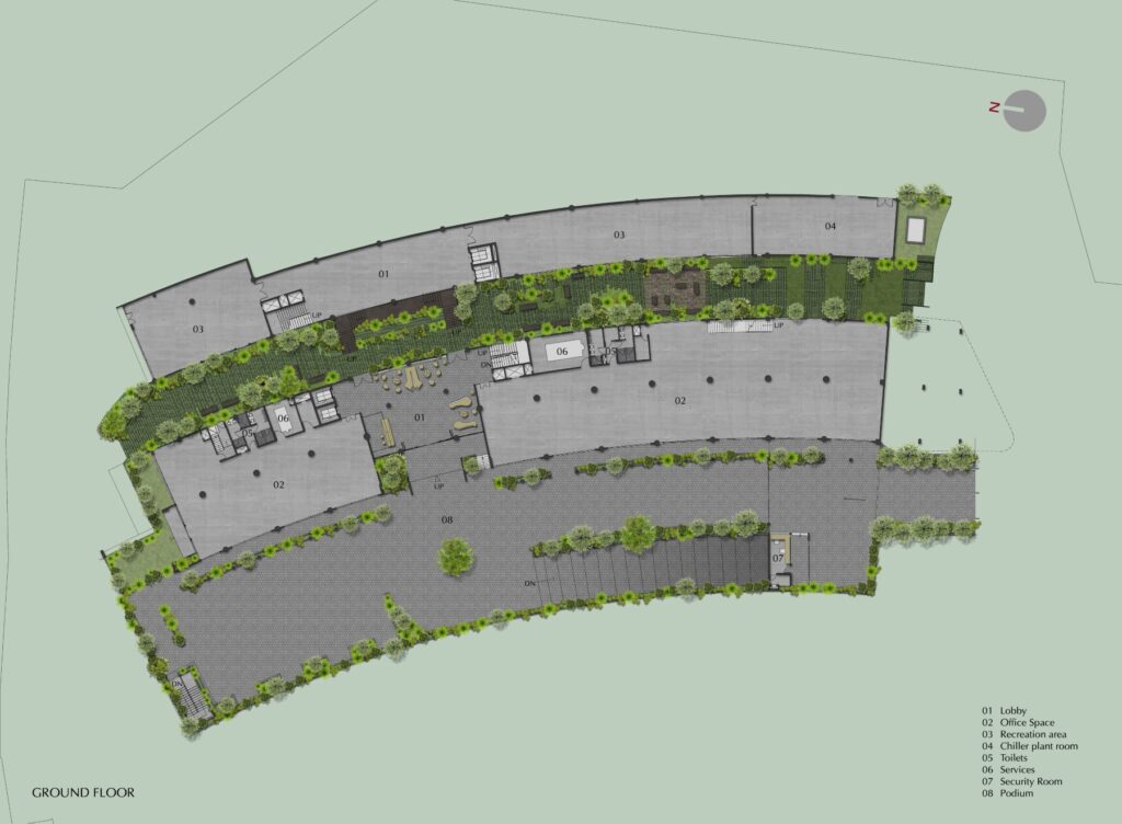 Podium level Plan, Malabar Headquarters, Calicut, Kerala, by Stapati