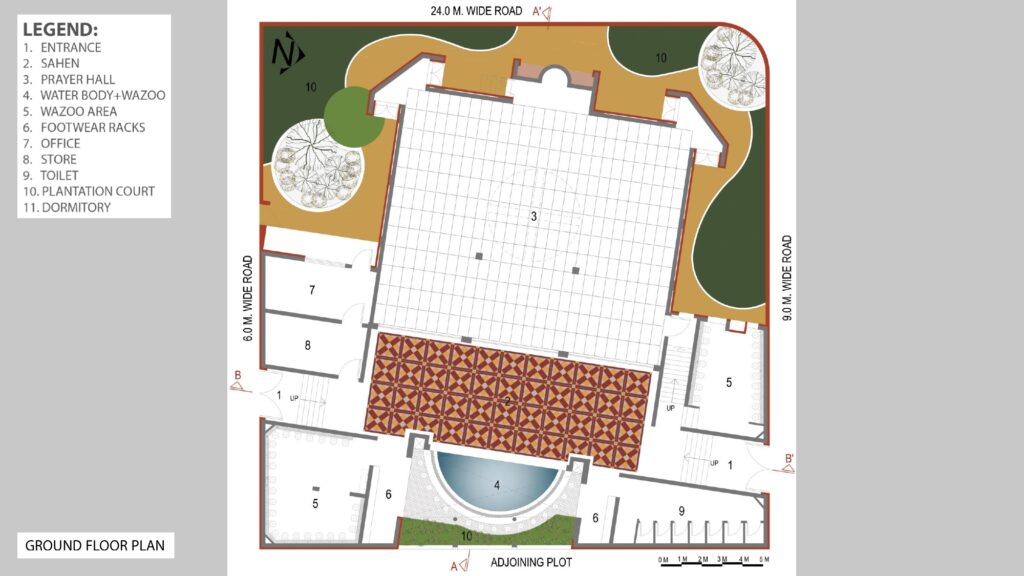 Ground Floor plan. Masjid-e-Haji Abdur Rauf, Malegaon, Maharashtra, by NBZ Architectural Consultants