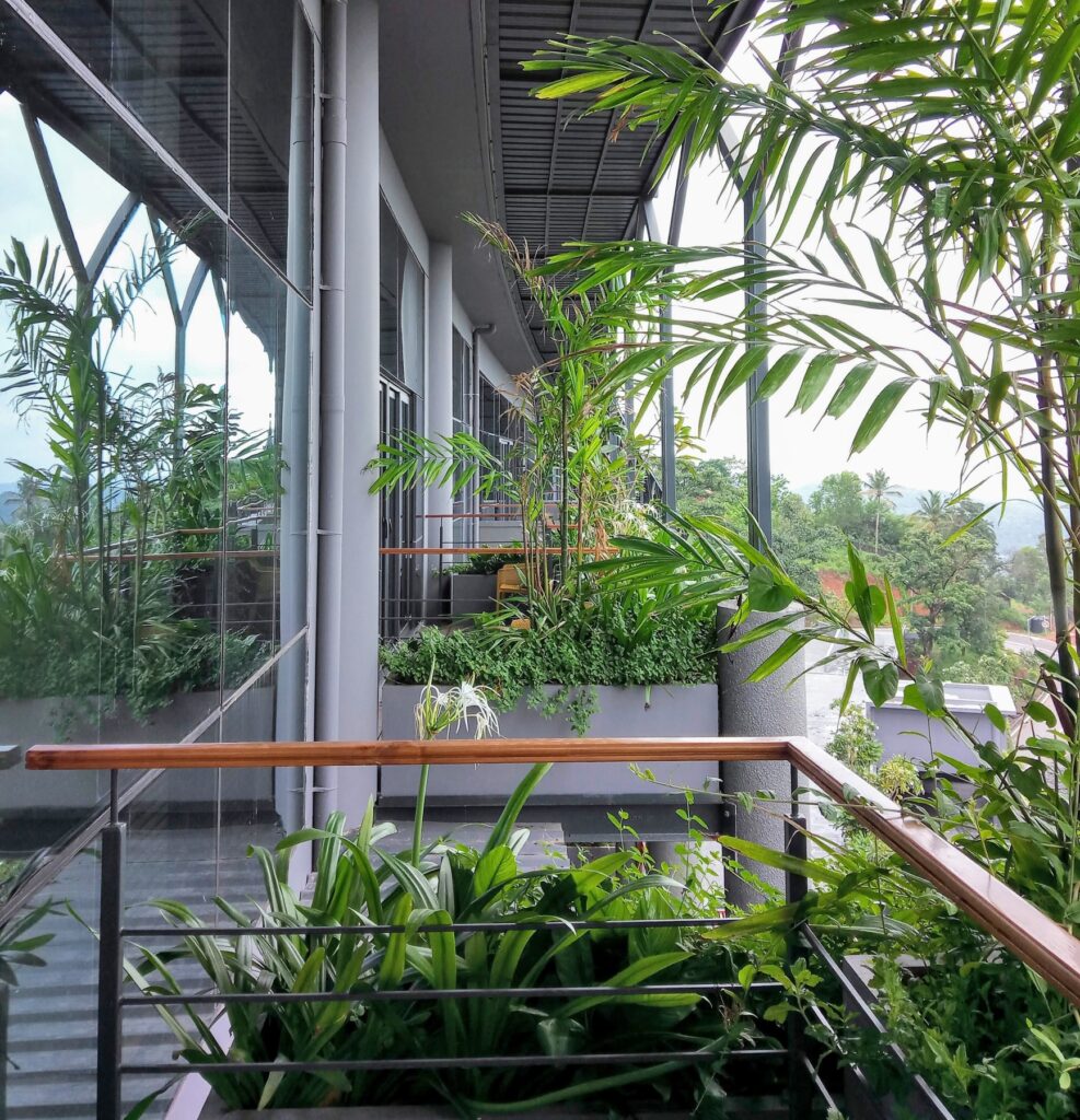 The layers of balconies forming the green buffer on the West, Malabar Headquarters, Calicut, Kerala, by Stapati. ©Tims Jose Kunnath, Sujith G S, Sahil