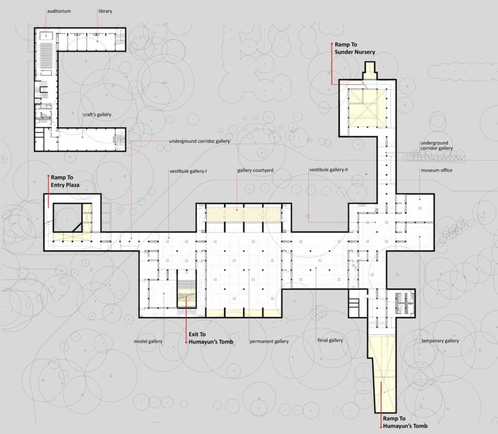 Gallery Level Plan. Humayun’s Tomb Site Museum, New Delhi, by vir.mueller architects. Drawings by vir.mueller architects