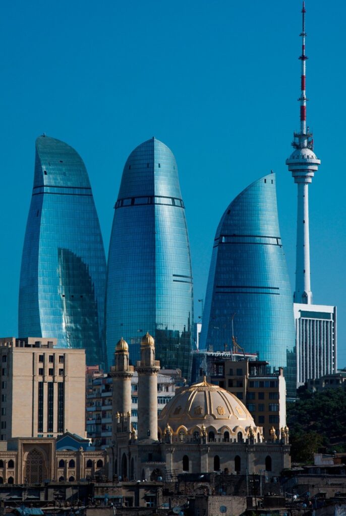 The Flaming Towers stand tall in Baku. Source: Architects HOK International website