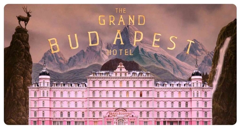 Poster for The Grand Budapest Hotel as inspiration for Café Delhi Heights, Delhi, by MOFA Studios.