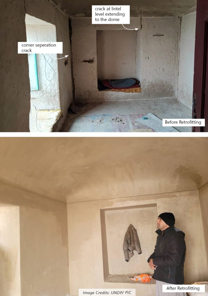 Domes of Identity: When Earthquake Challenges Herat's Earthen Traditions 10 (top) Before, (bottom) After—Retrofitting of the house. © UNDP/People in Centre
