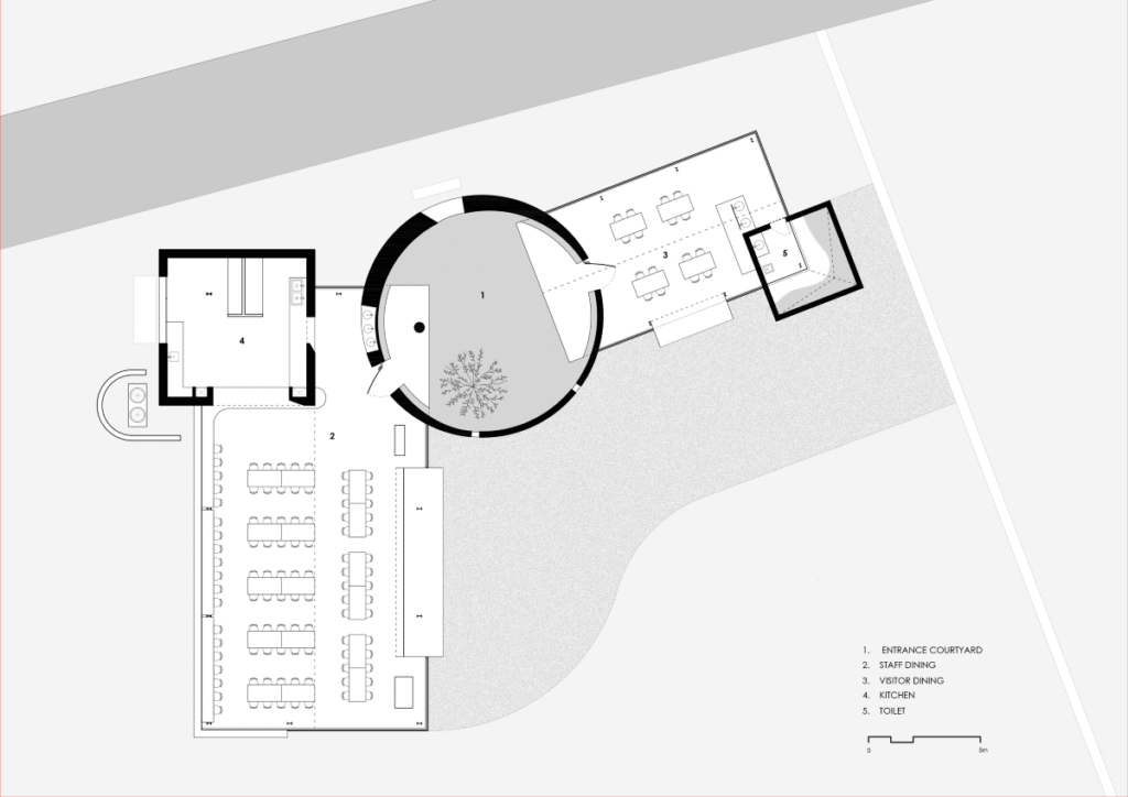 Sangam, Pune, Maharashtra, by Alkesh Gangwal & Associates 17 Plan. Sangam Canteen. © Alkesh Gangwal & Associates.