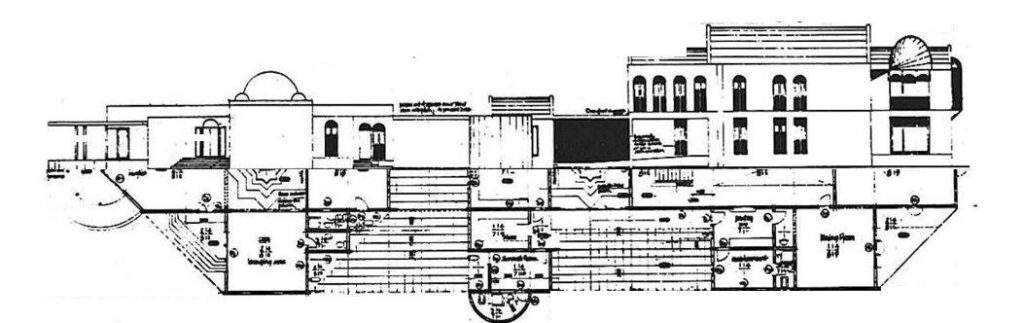 "Hassan Fathy’s head was in the heavens, heart in the right place, and feet planted firmly on earth."—H. Masud Taj on his Turtle poem & Hassan Fathy 6 House of Polygamy by the Masud Taj. Collage SemiPlan+SideElev. Triptych - Guests, Services, Family, Sultanate of Oman. Built in 1985. © H. Masud Taj